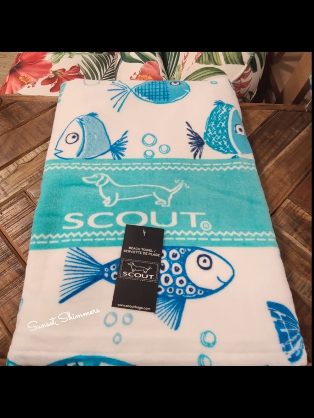 SCOUT Brand Pool BEACH TOWEL Blanket Bath Sheet Ocean Fish Nautical Seashore New